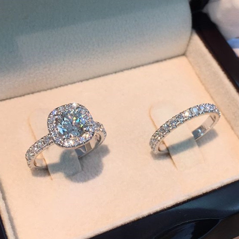 Luxury Crystal Zircon Stone Ring Set for Women