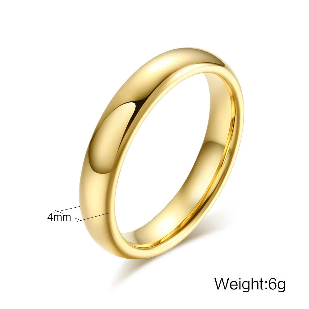 Smooth Stainless Steel Couple Rings Gold Color 4MM