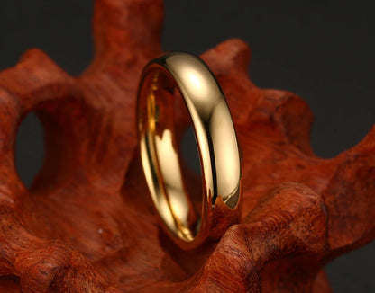 Smooth Stainless Steel Couple Rings Gold Color 4MM