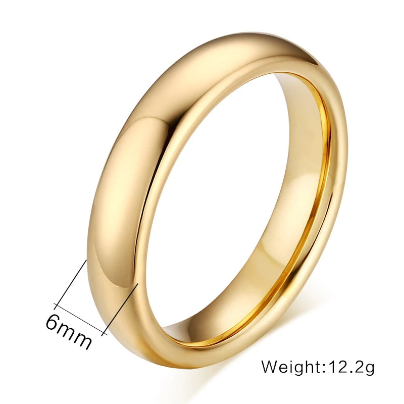 Smooth Stainless Steel Couple Rings Gold Color 4MM