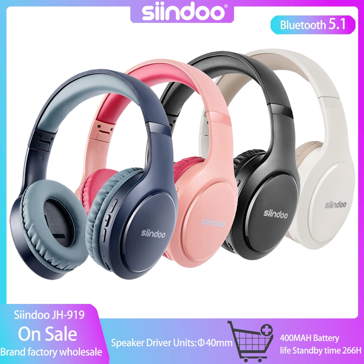 Siindoo JH-919 Wireless Headphones Super Bass