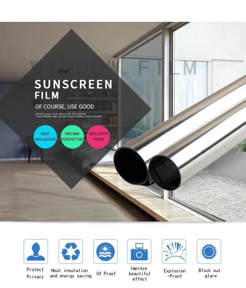 Home Privacy Window Film 2/3/5M Reflective Vinyl