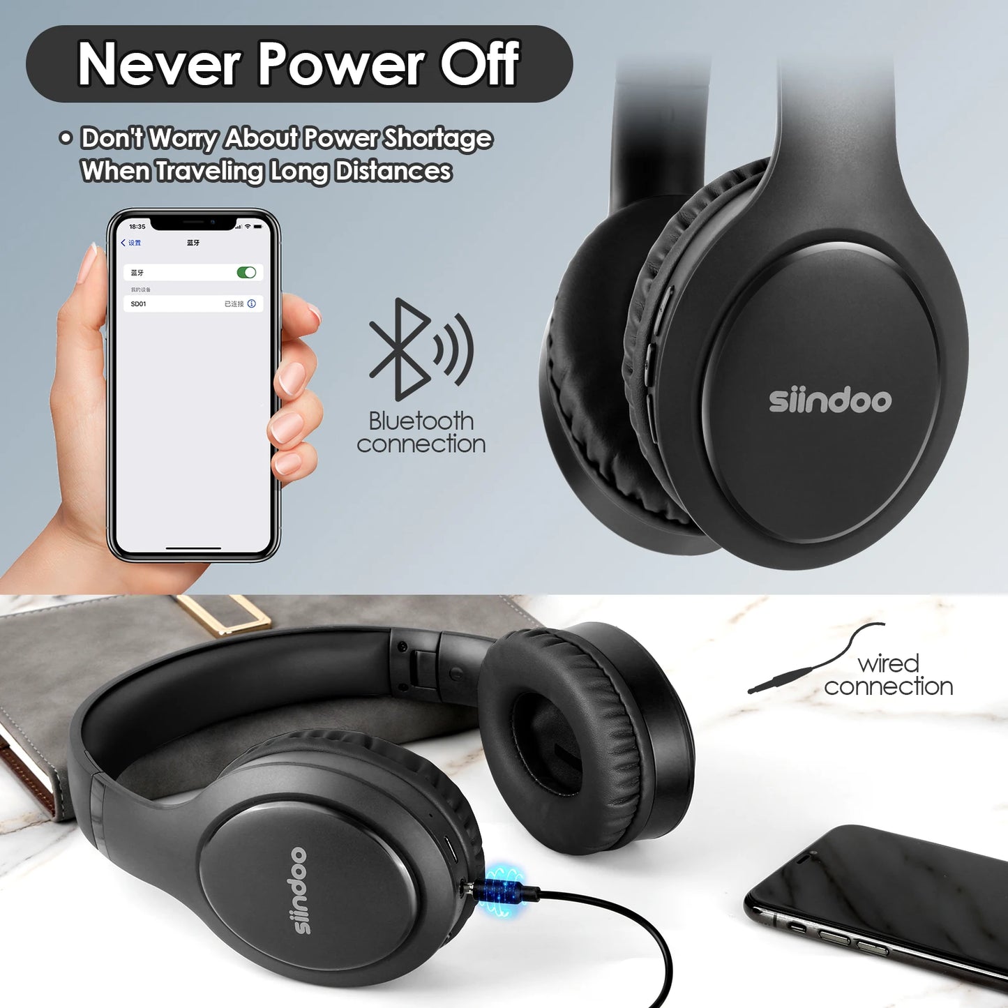 Siindoo JH-919 Wireless Headphones Super Bass