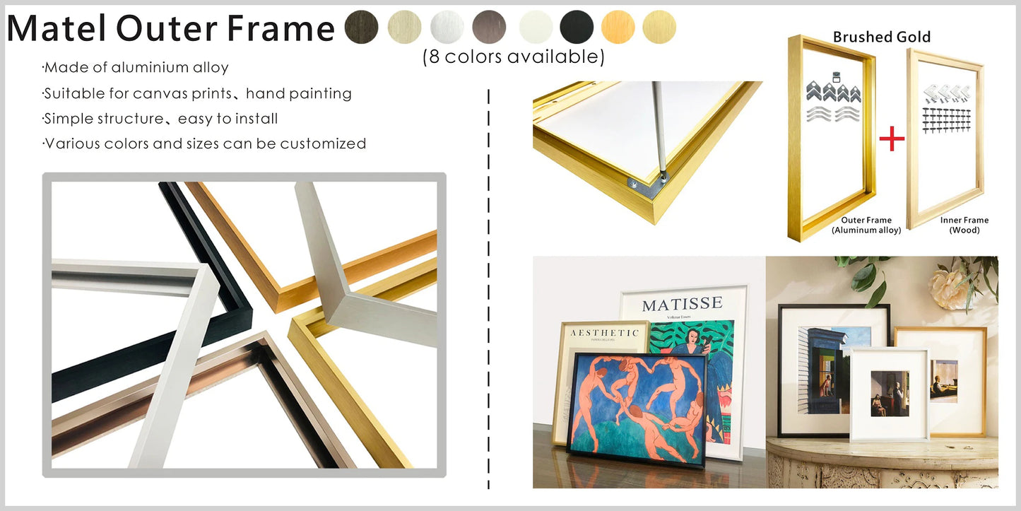 Teak Pine Wood Magnetic Painting Frame 21-100 cm