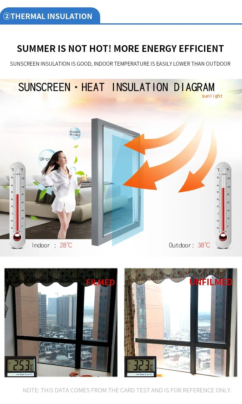 Home Privacy Window Film 2/3/5M Reflective Vinyl