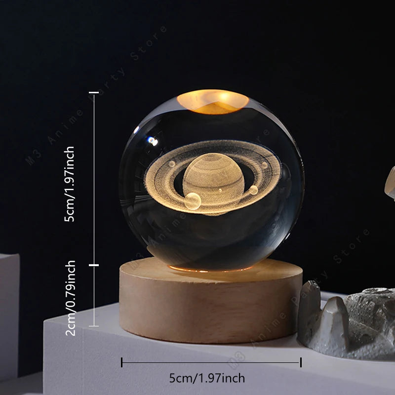 Unique 3D Crystal Ball Night Light LED Galaxy Lamp