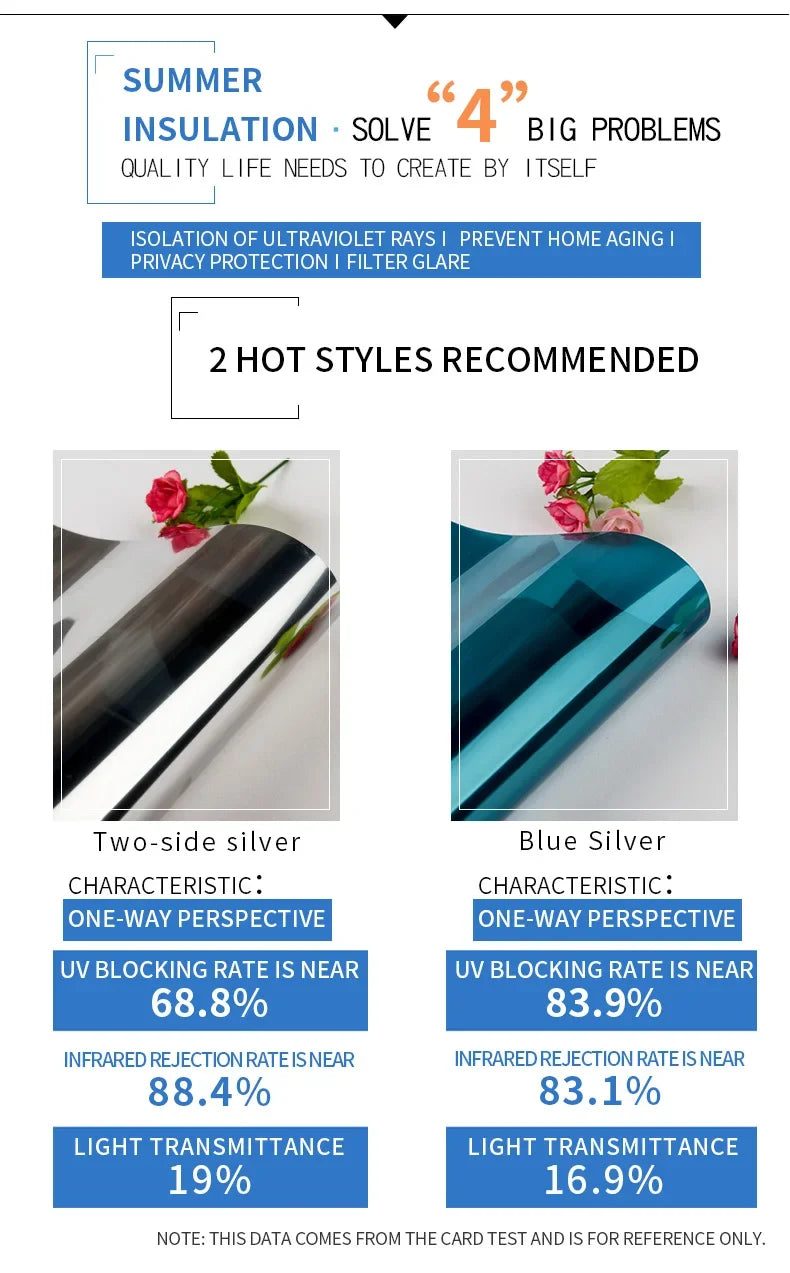 Home Privacy Window Film 2/3/5M Reflective Vinyl