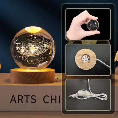 Unique 3D Crystal Ball Night Light LED Galaxy Lamp