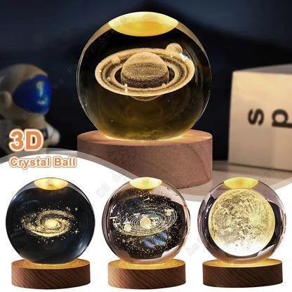Unique 3D Crystal Ball Night Light LED Galaxy Lamp